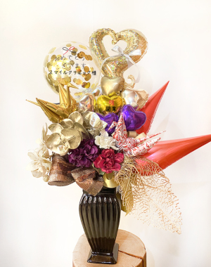 開院 開業 上場祝い 企業名入り 折鶴のお祝いバルーンアレンジ 卓上タイプ 送料込み バルーンアレンジ バルーンショップ Alpaca Paca